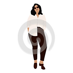 Vector illustration of bodypositive woman in contemporary style. Abstract woman standing.