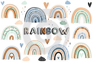 Vector illustration of the Boho rainbow collections set photo