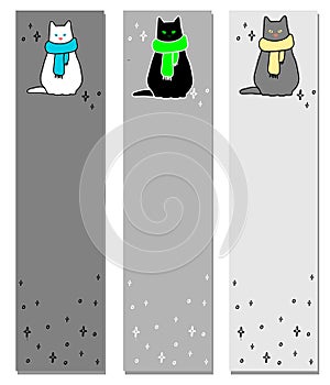 Vector illustration of bookmarks with cartoon cats