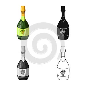 Vector illustration of bottle and champaign symbol. Collection of bottle and celebration stock vector illustration.