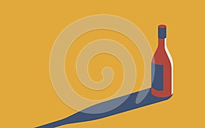 Vector illustration of a bottle of wine in retro colors in a minimal style