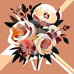 Vector illustration of a bouquet of flowers in a vase. AI Generated