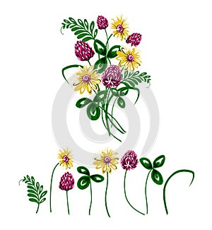 Vector illustration of bouquet made from wildflowers.