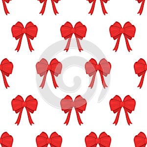 Vector illustration of bow pattern. Red bows isolated on white background.