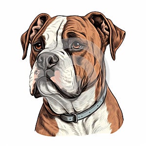 Realistic Boxer Dog Vector Portrait On White Background