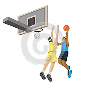 Vector Illustration Of boys Playing Basketball