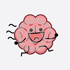 Vector Illustration of Brain Character with cute face and simple body line drawing