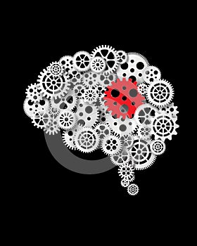 Vector illustration brain and gear.