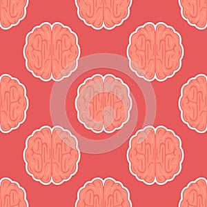 Vector illustration brain top pattern. Print of the right and left hemispheres of the brain.