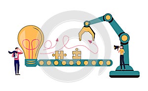 Vector illustration, brainstorming, business concept for teamwork, finding new solutions, generating