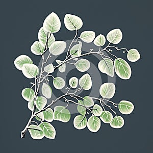 Vector Illustration Of Branch On Dark Gray Background