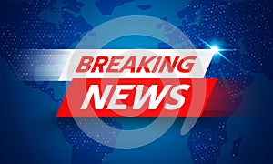 Vector Illustration Breaking News Live Banner on Glowing World Map Business Interface Background