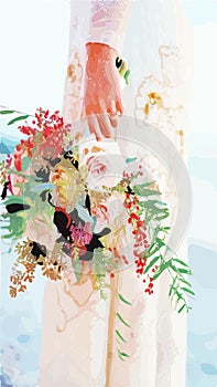 Vector illustration of a bridal bouquet.