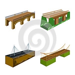 Vector illustration of bridgework and architecture sign. Set of bridgework and structure vector icon for stock.