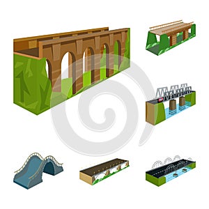 Vector illustration of bridgework and architecture symbol. Collection of bridgework and structure stock vector