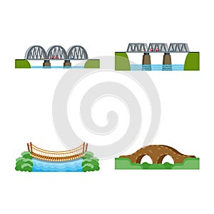 Vector illustration of bridgework and bridge logo. Collection of bridgework and landmark stock symbol for web.