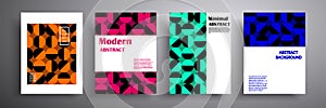 Vector illustration of a bright cover with graphic geometric elements. Colorful halftone gradients.