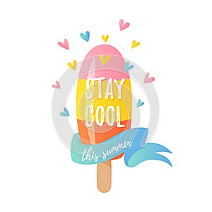 Vector illustration, stay cool this summer card. photo