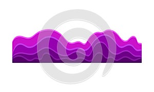 Vector illustration of bright purple music waves in form of hills. Audio equalizer. Sound vibrations