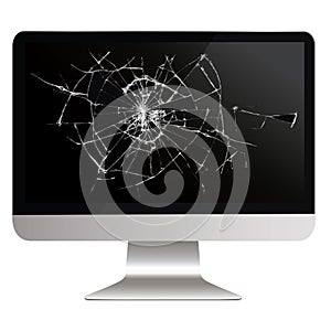 Vector illustration of broken computer screen