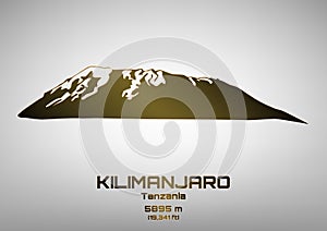 Vector illustration of bronze Mt. Kilimanjaro