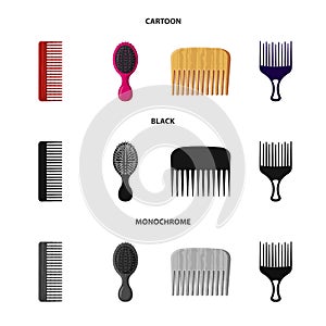 Vector illustration of brush and hair logo. Collection of brush and hairbrush stock vector illustration.