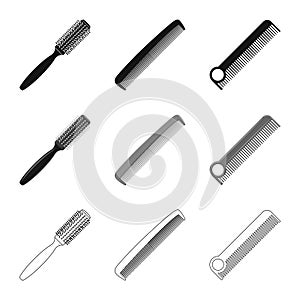 Vector design of brush and hair sign. Collection of brush and hairbrush vector icon for stock.