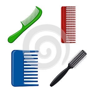 Vector illustration of brush and hair sign. Set of brush and hairbrush stock vector illustration.