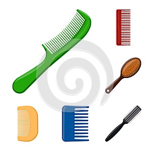 Vector illustration of brush and hair symbol. Set of brush and hairbrush stock vector illustration. photo