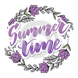 Vector illustration: Brush lettering composition of Summer Vacation isolated on white background slogan