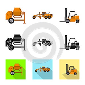 Vector illustration of build and construction icon. Set of build and machinery stock vector illustration.