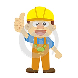 Vector illustration of a builder in yellow helmet