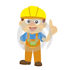 Vector illustration of a builder in yellow helmet