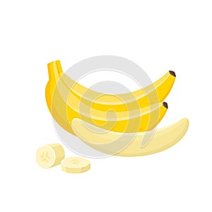 Vector illustration of bunches of fresh banana isolated on white