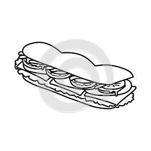 Vector illustration of burger and hoagie logo. Web element of burger and bun vector icon for stock.