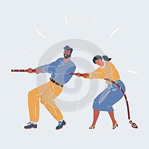 Vector illustration of business competitio. Tag in war. Team concept.