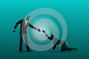 Vector illustration of business concept. Businessman helping another businessman