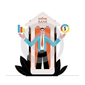 Vector illustration. Business concept. Online banking.