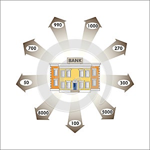 Vector illustration. Business graphics. Infographics: Bank Loans as a cash flow.