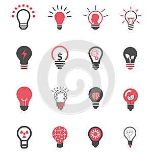 Vector illustration business light bulb idea icons set.