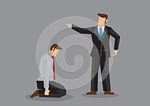 Businessman on Knees Cartoon Vector Illustration photo