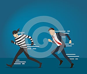 Vector illustration of a businessman catching the thief