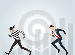 Vector illustration of a businessman catching the thief