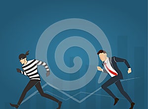 Vector illustration of a businessman catching the thief
