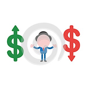 Vector illustration businessman character between dollar money s