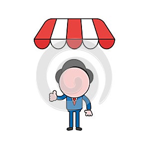 Vector illustration of businessman character giving thumbs-up un