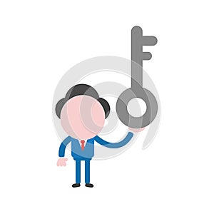 Vector businessman character holding key