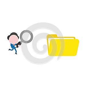 Vector illustration businessman character running and holding ma