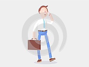 Vector illustration. Businessman Jimmy is standing with a briefcase.