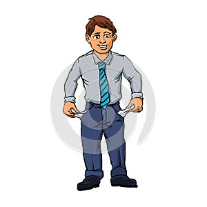 Vector illustration of a businessman without money